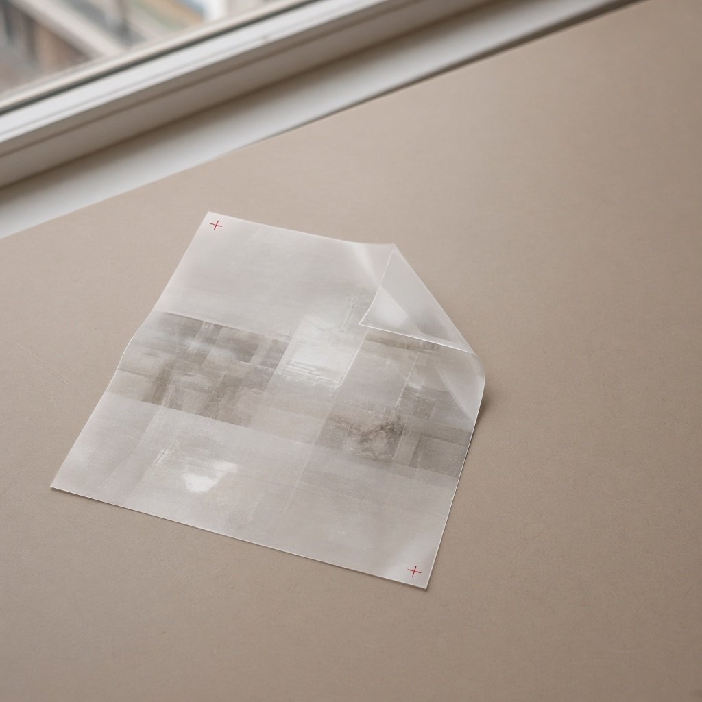 Transparent print sheet with registration marks on a studio table